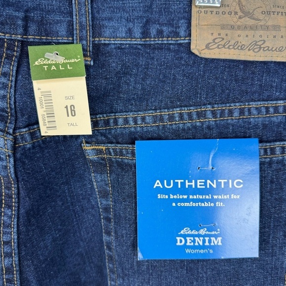 Eddie Bauer 100% Cotton Authentic 16 Tall Long Dark Wash Straight Leg Denim Jean - Picture 5 of 7